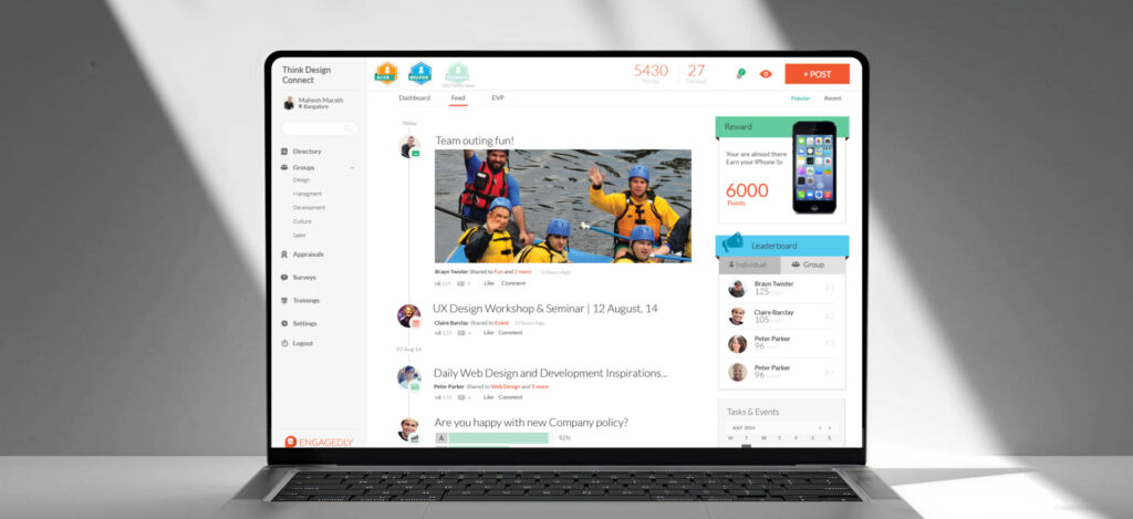 Employee Engagement Platform Design for Engagedly